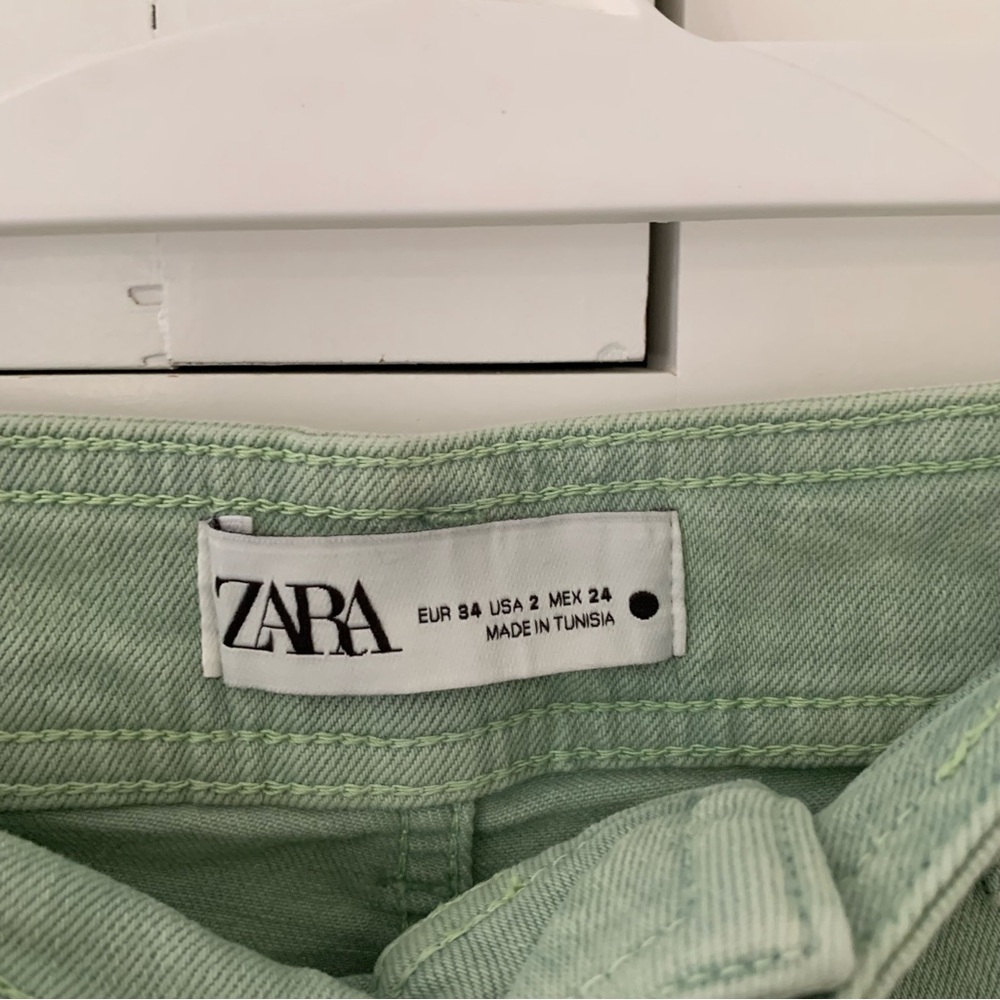Zara Green High Waist Wide Leg Jeans Size 2 - Picture 5 of 6